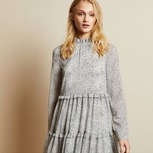Ted Baker PHENIA Ruffle Polka Dot Long Sleeve Mini Dress